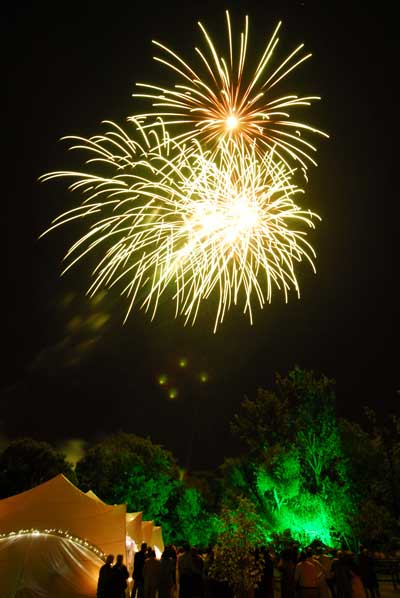 Private events fireworks display marquee